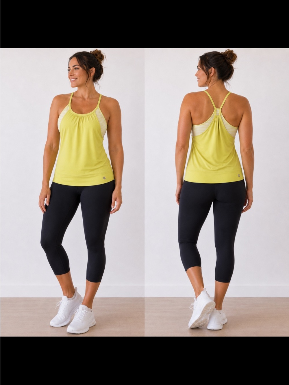 Lululemon Lime Racerback  Tank with Striped Built Un Sports Bra-Size S(4/6)